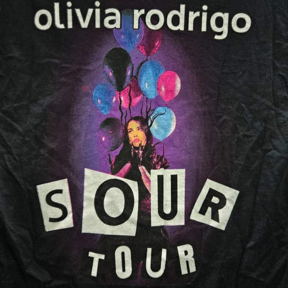 Olivia‎ Rodrigo Women Shirt S Black Sour Concert Tour Band Tee